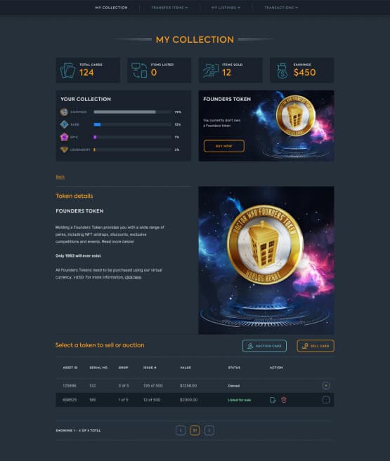 Screen shot of the Doctor Who: Worlds Apart website My collection page