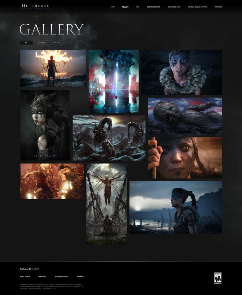 Screenshot of the gallery page