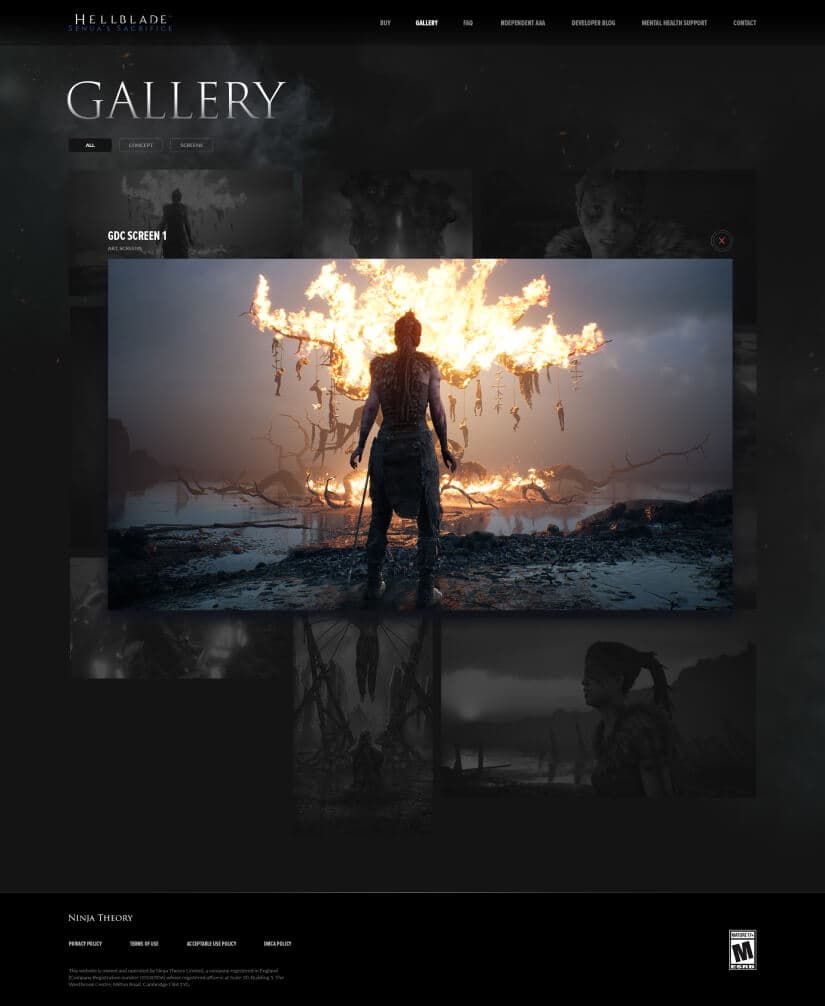 Screenshot of the gallery page with the modal open